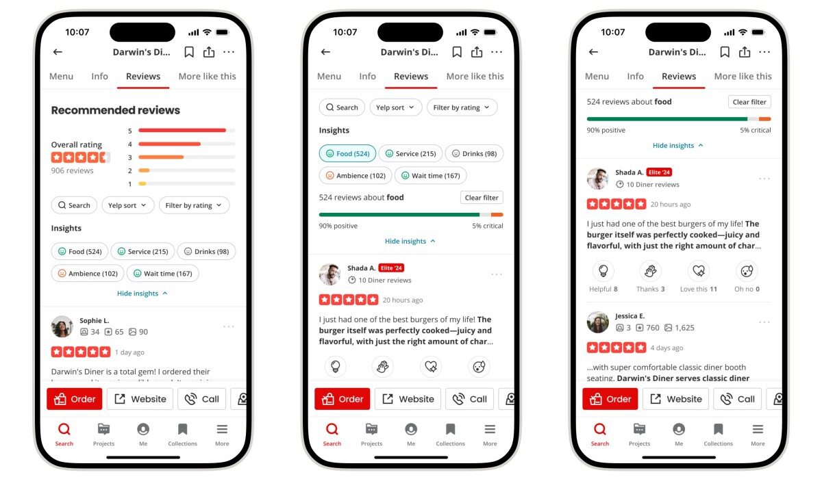 Yelp AI review insights for restaurants